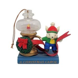 Vtg 1997 Westmar Ornament Mouse on top of a Christmas Carol Book with Latern